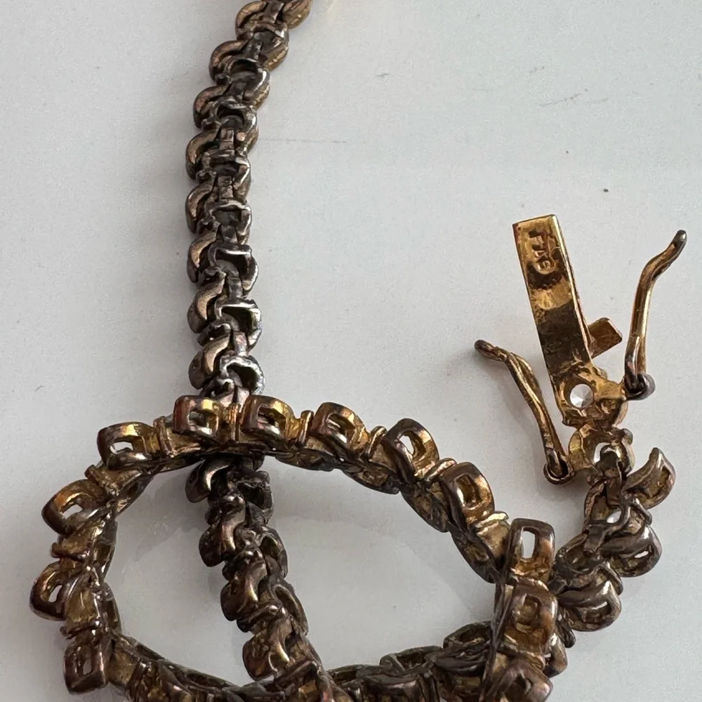 Vintage 925 Gold Plated CZ Wave Tennis Bracelet 7.25 7 1/4 Inches Cubic Zirconia - Picture 7 of 13
